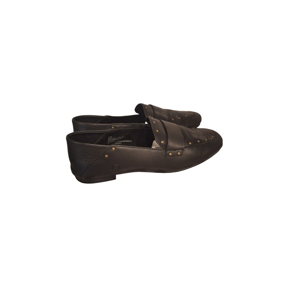 BORN Sz 8.5M Womens Ballo‎ Slip-on Studded Leather Loafer Flat Black